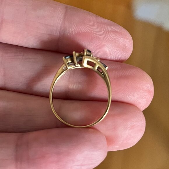 Vintage yellow gold sapphire and diamond ring, size 7 - Picture 4 of 5